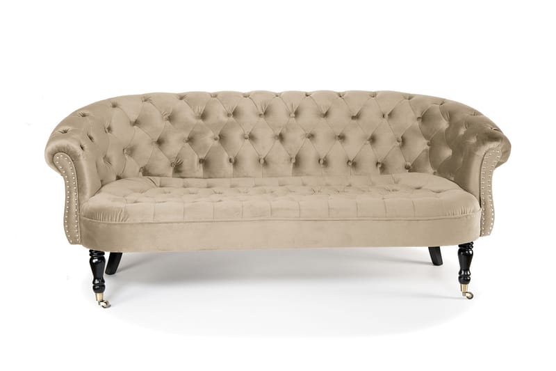 Chesterfield Ludo Soffa 3-sits Beige - 3-sits soffor - chesterfield soffor - Sammetssoffor