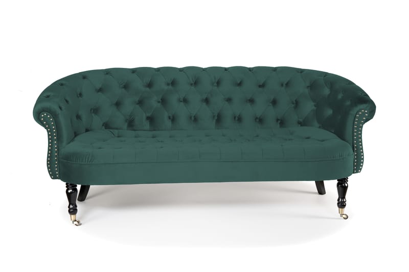 Chesterfield Ludo Soffa 3-sits Blågrön - 3-sits soffor - chesterfield soffor - Sammetssoffor