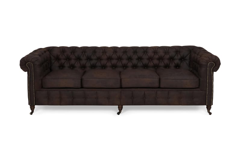 CHESTERFIELD LUX 4-sits Soffa Mörkbrun - 4-sits soffor - chesterfield soffor - Skinnsoffor