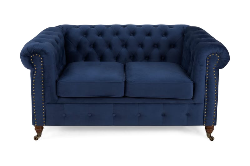CHESTERFIELD LUX Sammetssoffa 2-sits Petrolblå - chesterfield soffor - 2-sits soffor - Sammetssoffor