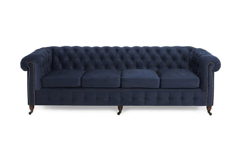 CHESTERFIELD LUX Sammetssoffa 4-sits Petrolblå - 4-sits soffor - chesterfield soffor - Sammetssoffor