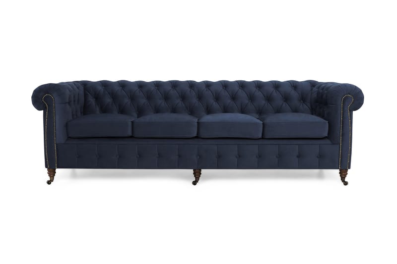CHESTERFIELD LUX Sammetssoffa 4-sits Petrolblå - 4-sits soffor - chesterfield soffor - Sammetssoffor