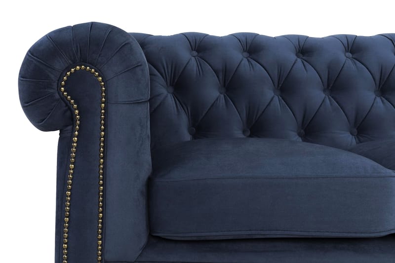 CHESTERFIELD LUX Sammetssoffa 4-sits Petrolblå - 4-sits soffor - chesterfield soffor - Sammetssoffor