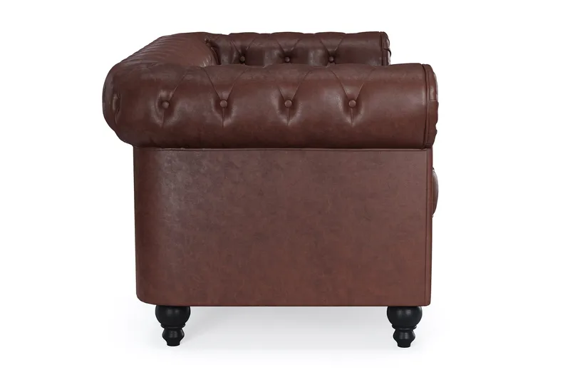 Chesterfield Lyx 2-sits Djup soffa konstläder - Mörkbrun PU - Möbler - Vardagsrum - Soffor - Skinnsoffor