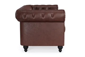 Chesterfield Lyx 2-sits Djup soffa konstläder - Mörkbrun - Möbler - Vardagsrum - Soffor - Skinnsoffor