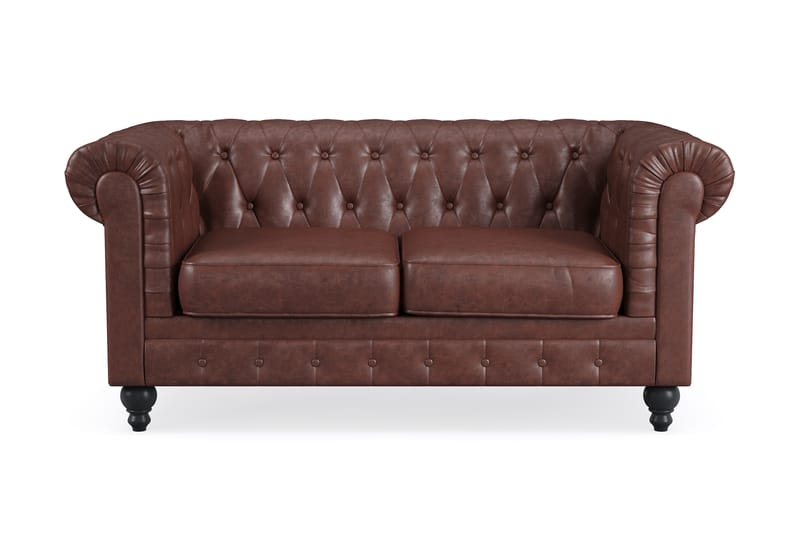 Chesterfield Lyx 2-sits Djup soffa konstläder - Mörkbrun PU - Möbler - Vardagsrum - Soffor - 2-sits soffor