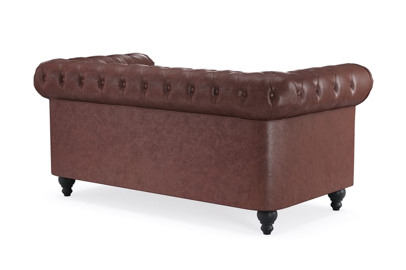 Chesterfield Lyx 2-sits Djup soffa konstläder - Mörkbrun PU - Möbler - Vardagsrum - Soffor - 2-sits soffor
