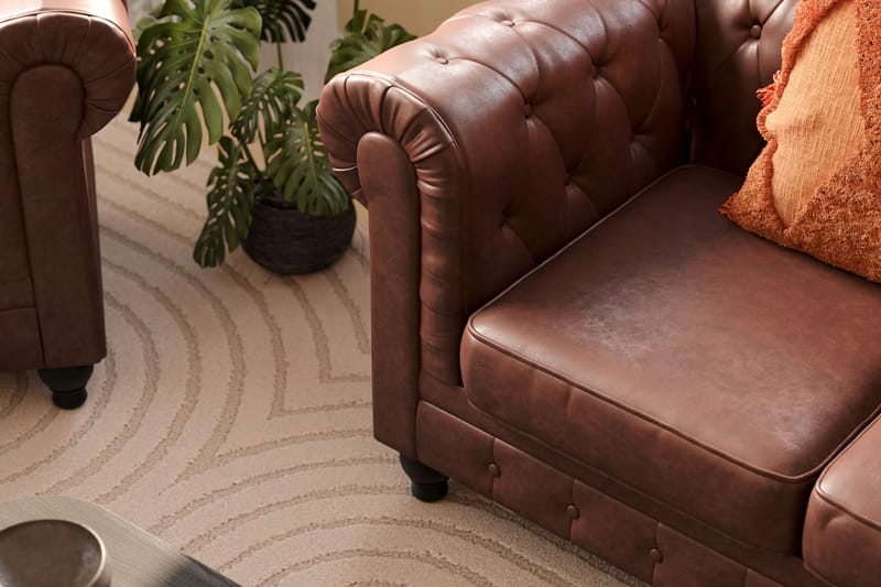 Chesterfield Lyx 2-sits Djup soffa konstläder - Mörkbrun PU - Möbler - Vardagsrum - Soffor - 2-sits soffor