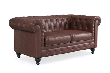 Chesterfield Lyx 2-sits Djup soffa konstläder - Mörkbrun - Möbler - Vardagsrum - Soffor - Skinnsoffor