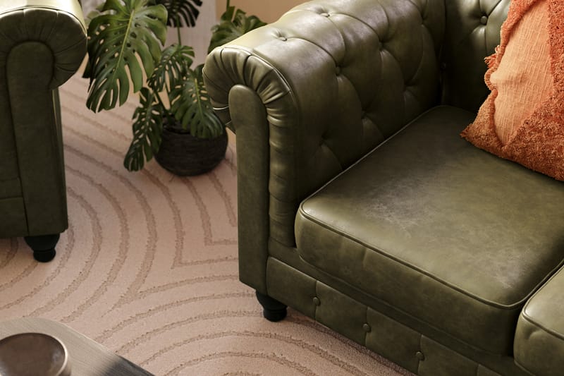 Chesterfield Lyx 2-sits Djup Soffa konstläder - Mörkgrön PU - Möbler - Vardagsrum - Soffor - 2-sits soffor