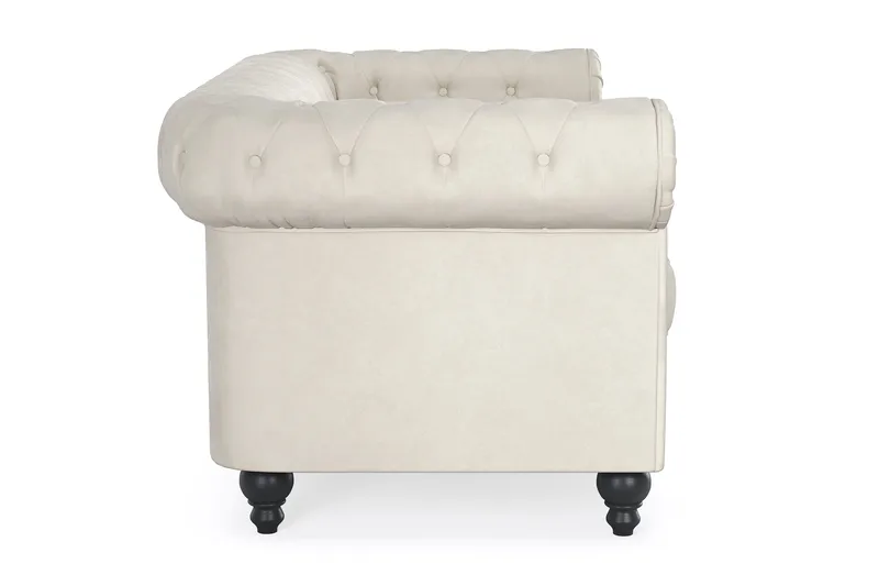 Chesterfield Lyx 2-sits Sammetssoffa - Liten djup soffa - Beige Sammet - Möbler - Vardagsrum - Soffor - Sammetssoffor
