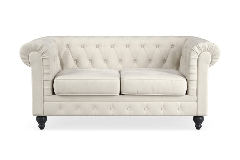 Chesterfield Lyx 2-sits Sammetssoffa - Liten djup soffa - Beige Sammet - Möbler - Vardagsrum - Soffor - 2-sits soffor