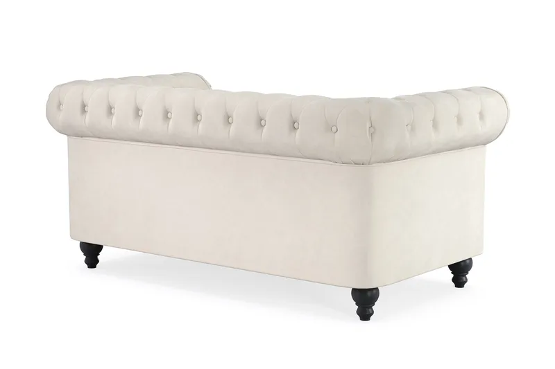 Chesterfield Lyx 2-sits Sammetssoffa - Liten djup soffa - Beige Sammet - Möbler - Vardagsrum - Soffor - Sammetssoffor