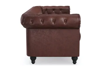 Chesterfield Lyx 3-sits Djup soffa konstläder - Mörkbrun - Möbler - Vardagsrum - Soffor - Skinnsoffor