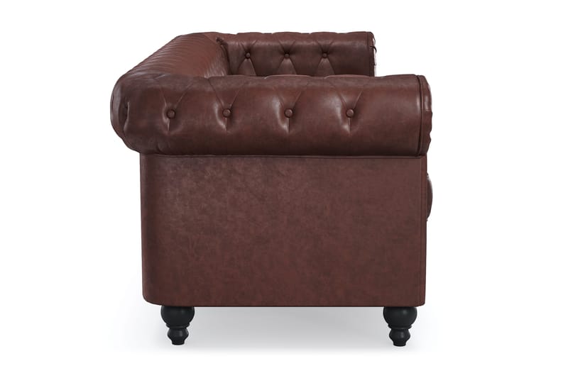 Chesterfield Lyx 3-sits Djup soffa konstläder - Mörkbrun PU - Möbler - Vardagsrum - Soffor - Skinnsoffor
