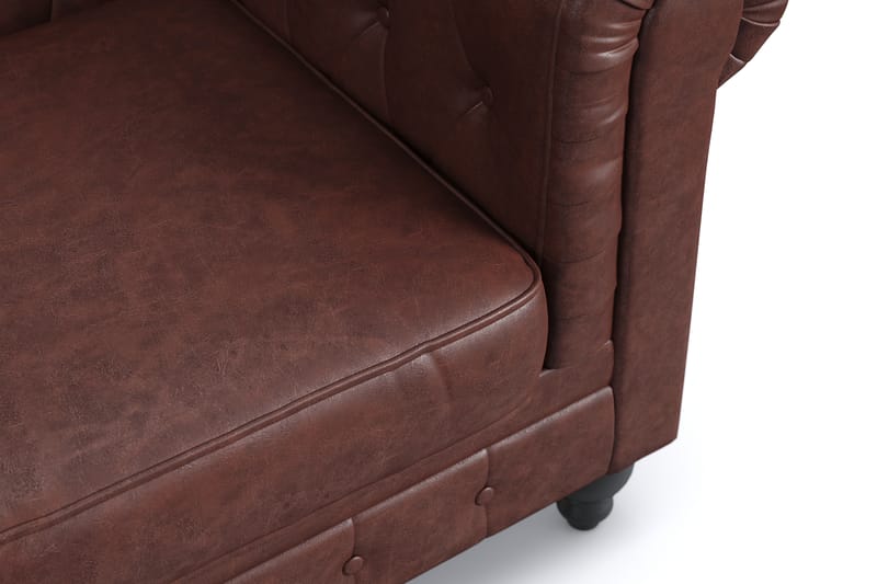 Chesterfield Lyx 3-sits Djup soffa konstläder - Mörkbrun PU - Möbler - Vardagsrum - Soffor - 3-sits soffor