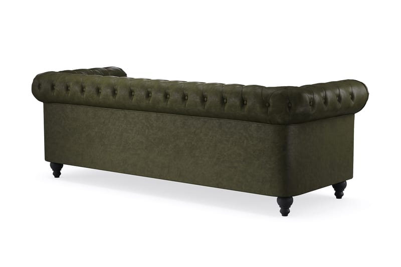 Chesterfield Lyx 3-sits Djup soffa konstläder - Mörkgrön PU - Möbler - Vardagsrum - Soffor - 3-sits soffor