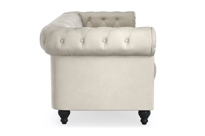 Chesterfield Lyx 3 sits Sammetssoffa- Djup soffa - Beige / Vit / Ljus - Möbler - Vardagsrum - Soffor - Sammetssoffor