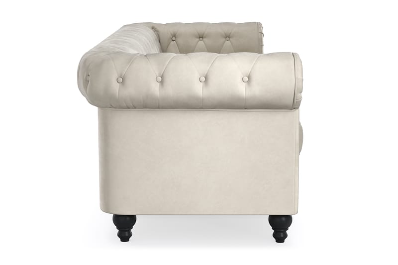 Chesterfield Lyx 3 sits Sammetssoffa- Djup soffa - Beige / Vit / Ljus - Möbler - Vardagsrum - Soffor - 3-sits soffor