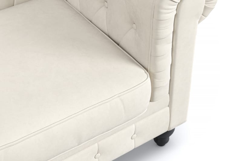Chesterfield Lyx 3 sits Sammetssoffa- Djup soffa - Beige / Vit / Ljus - Möbler - Vardagsrum - Soffor - 3-sits soffor