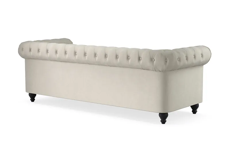 Chesterfield Lyx 3 sits Sammetssoffa- Djup soffa - Beige / Vit / Ljus - Möbler - Vardagsrum - Soffor - Sammetssoffor