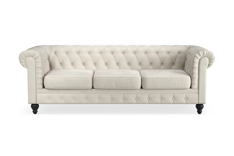 Chesterfield Lyx 3 sits Sammetssoffa- Djup soffa - Beige - Möbler - Vardagsrum - Soffor - Sammetssoffor