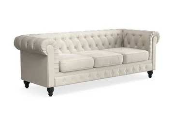 Chesterfield Lyx 3 sits Sammetssoffa- Djup soffa - Beige - Möbler - Vardagsrum - Soffor - Sammetssoffor