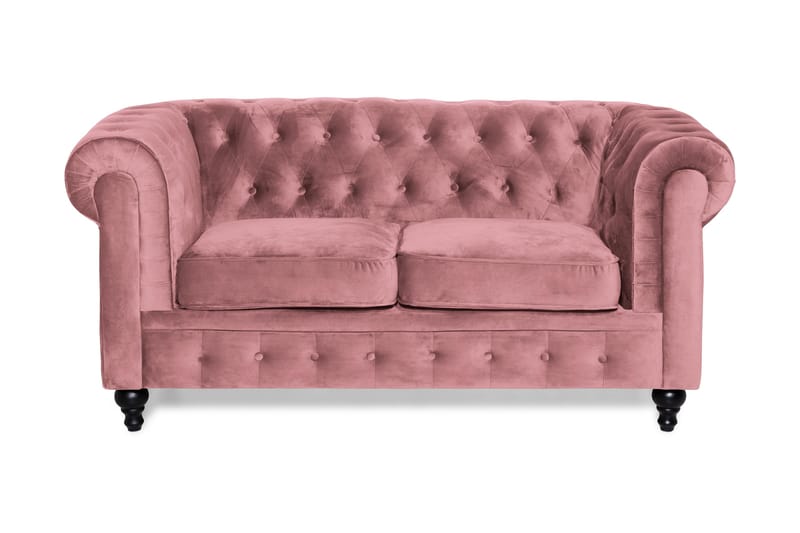 CHESTERFIELD Sammetssoffa 2-sits Rostrosa - chesterfield soffor - 2-sits soffor - Sammetssoffor