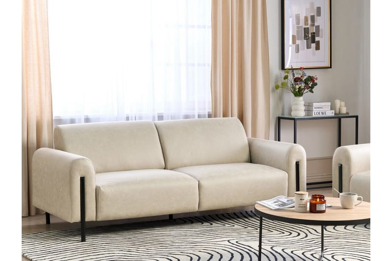 Christa Soffa 3-sits - Beige/Svart - Möbler - Vardagsrum - Soffor - Skinnsoffor