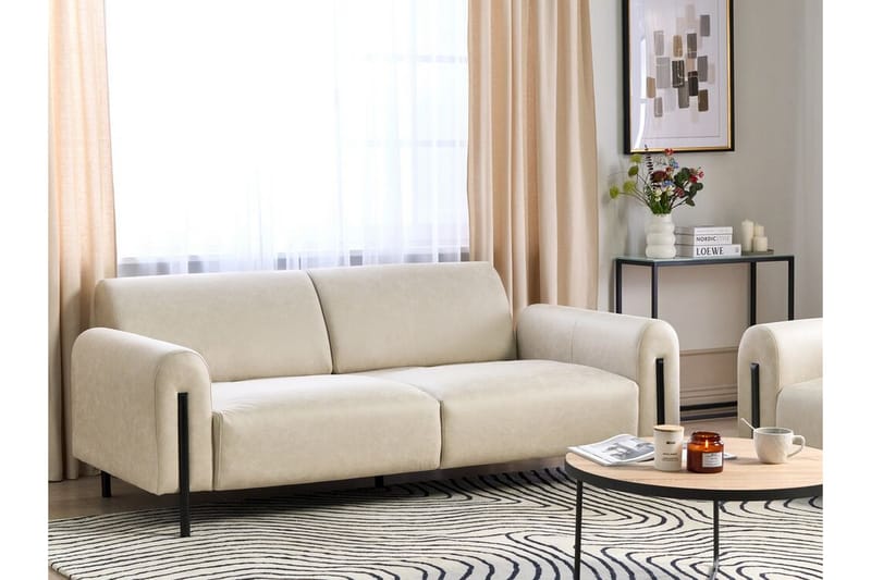Christa Soffa 3-sits - Beige/Svart - Möbler - Vardagsrum - Soffor - Skinnsoffor