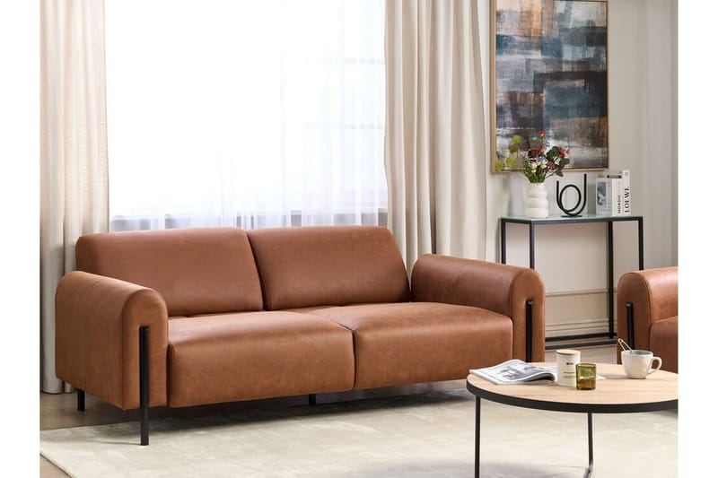 Christa Soffa 3-sits - Brun/Svart - Möbler - Vardagsrum - Soffor - Skinnsoffor