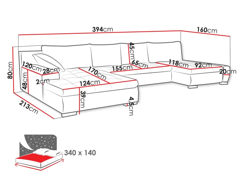 Cillo 6-sits U-Soffa - Möbler - Vardagsrum - Soffor - Hörnsoffor