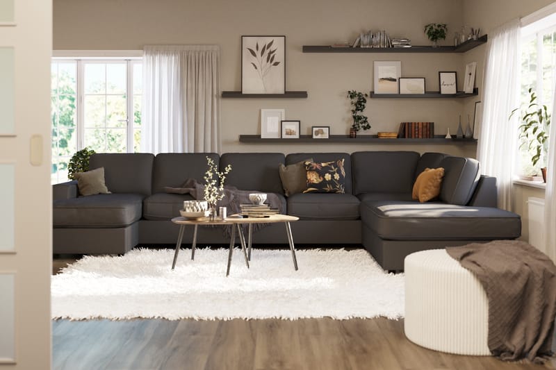 CLARKSVILLE LYX U-soffa med Divan Large Vänster Linnesvart -   - U-soffor