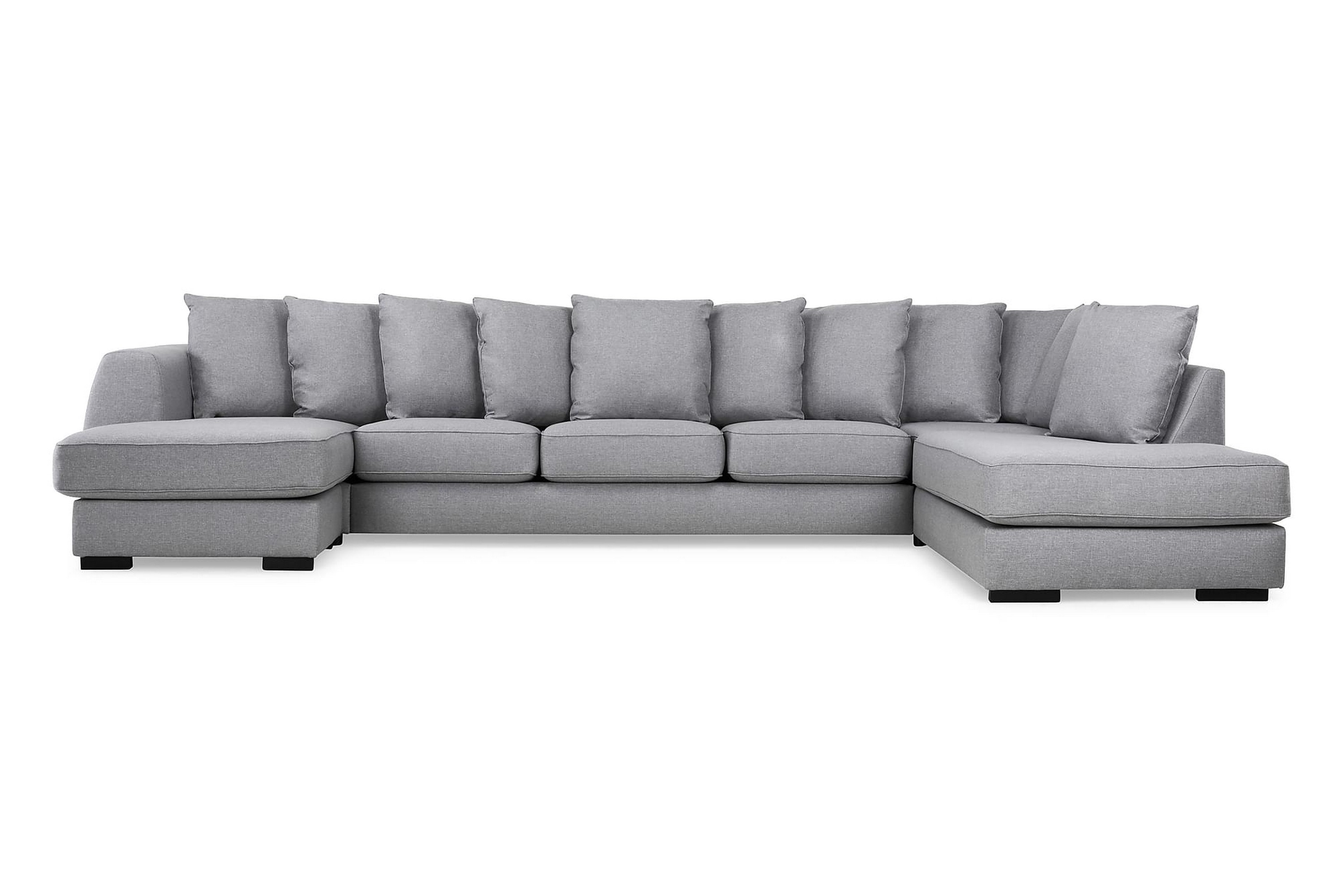 CLARKSVILLE U-soffa Large Divan Vänster Kuvertkuddar Ljusgrå –