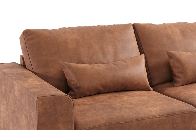 Copenhagen 4-sits Högervänd L-formad Schäslongsoffa i Konstläder - Brun - Möbler - Vardagsrum - Soffor - Divansoffa & schäslong