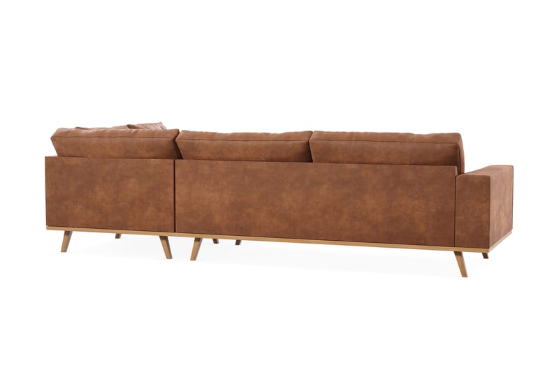 Copenhagen 4-sits Högervänd L-formad Schäslongsoffa i Konstläder - Brun - Möbler - Vardagsrum - Soffor - Divansoffa & schäslong