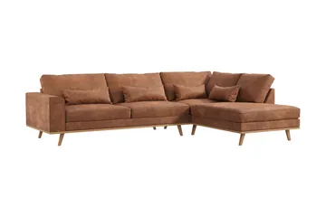 Copenhagen 4-sits Högervänd L-formad Schäslongsoffa i Konstläder - Brun - Möbler - Vardagsrum - Soffor - Divansoffa & schäslong