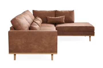Copenhagen 4-sits Högervänd L-formad Schäslongsoffa i Konstläder - Brun - Möbler - Vardagsrum - Soffor - Divansoffa & schäslong
