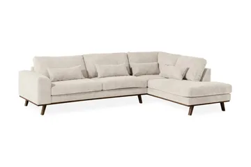 Copenhagen 4-sits Högervänd L-formad Schäslongsoffa i Manchester - Beige - Möbler - Vardagsrum - Soffor - Divansoffa & schäslong