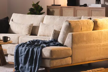 Copenhagen 4-sits Högervänd L-formad Schäslongsoffa i Manchester - Beige - Möbler - Vardagsrum - Soffor - Divansoffa & schäslong