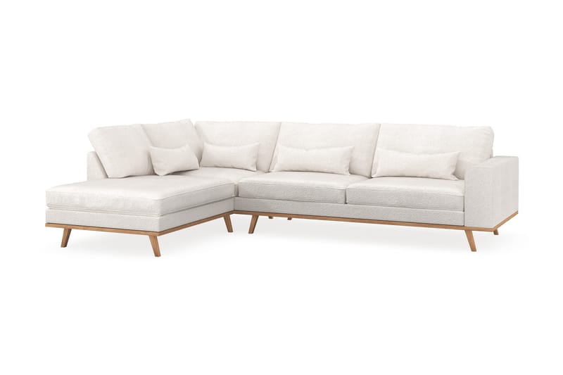 Copenhagen 4-sits Vänstervänd L-formad Schäslongsoffa i Bouclé - Vit - Möbler - Vardagsrum - Soffor - Divansoffa & schäslong