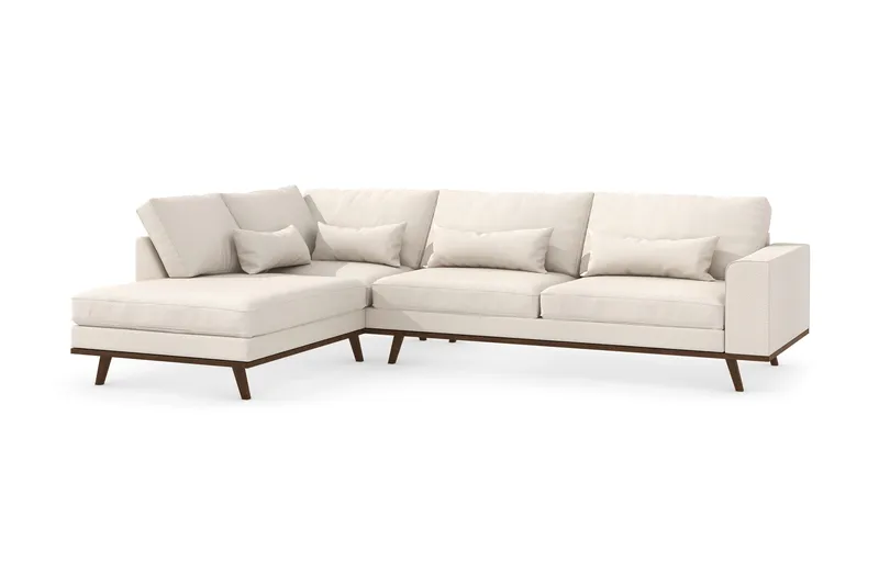 Copenhagen 4-sits Vänstervänd L-formad Schäslongsoffa i Tyg - Beige - Möbler - Vardagsrum - Soffor - Divansoffa & schäslong