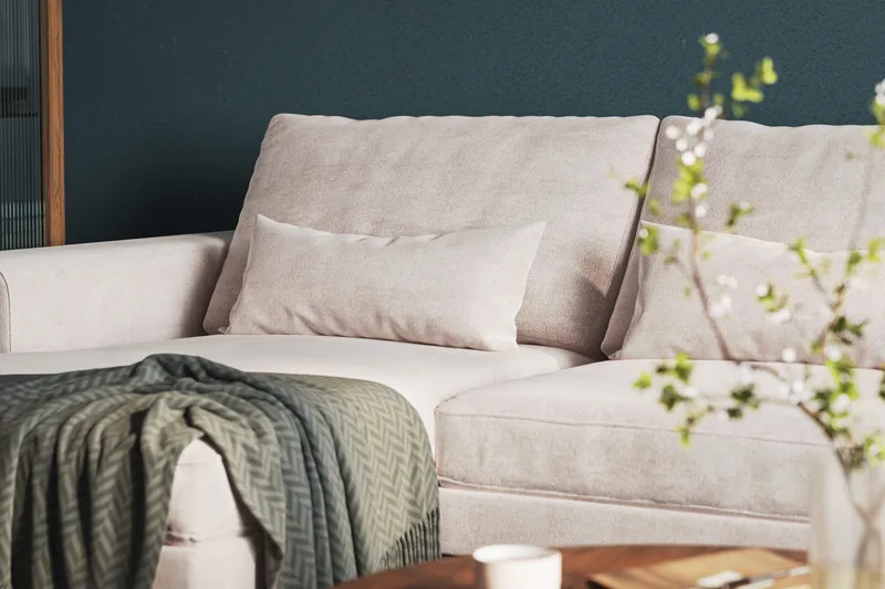 Copenhagen 5-sits Högervänd U-formad Large Soffa med Divan och Schäslong i Chenille - Beige - Möbler - Vardagsrum - Soffor - U-soffor
