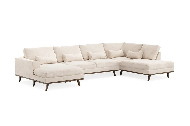 Copenhagen 5-sits Högervänd U-formad Large Soffa med Divan och Schäslong i Chenille - Beige - Möbler - Vardagsrum - Soffor - U-soffor