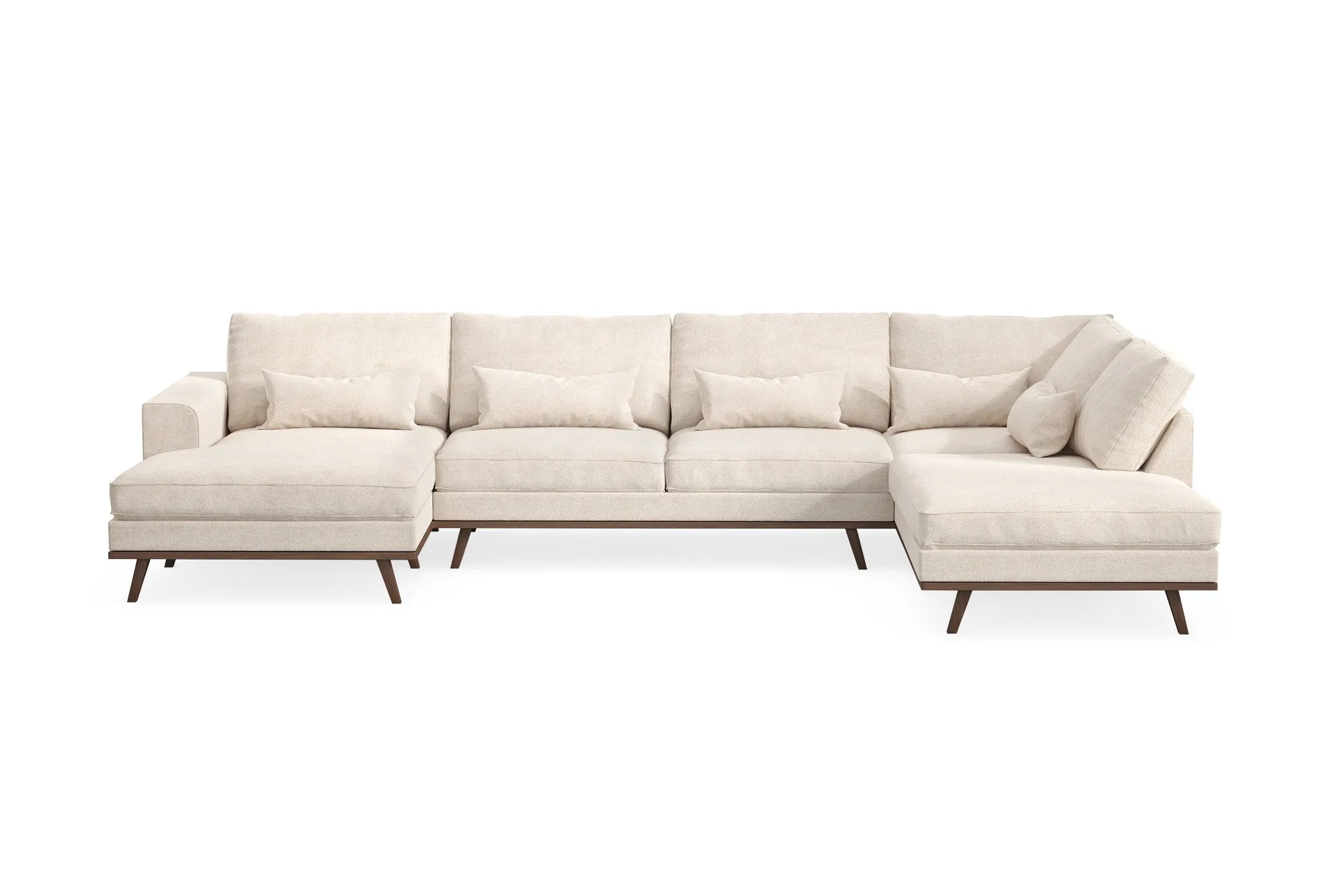 copenhagen 5-sits högervänd u-formad large soffa med divan och schäslong i chenille - beige