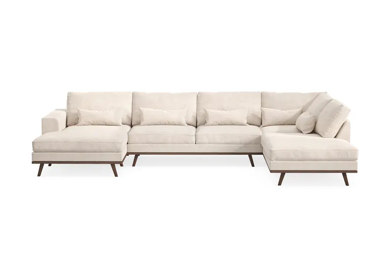 Copenhagen 5-sits Högervänd U-formad Large Soffa med Divan och Schäslong i Chenille - Beige - Möbler - Vardagsrum - Soffor - U-soffor