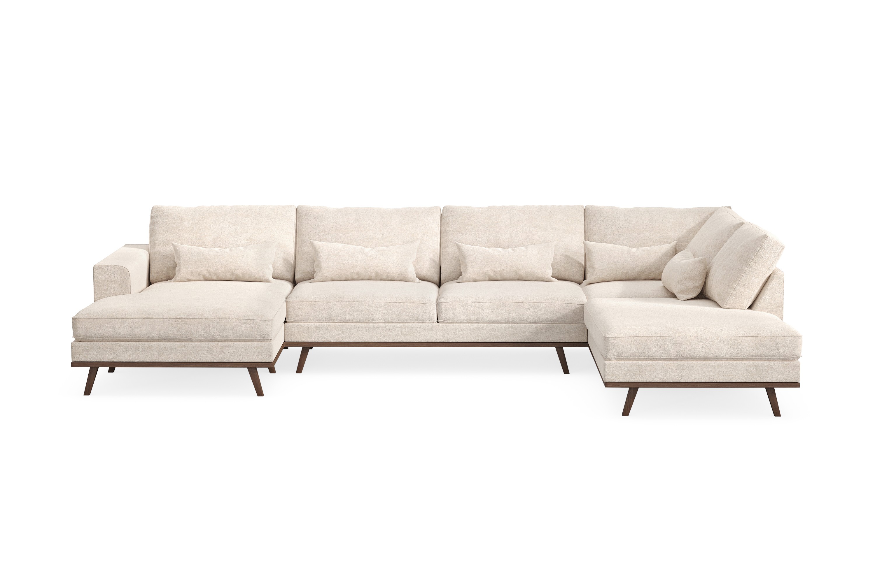 copenhagen 5-sits högervänd u-formad large soffa med divan och schäslong i chenille - beige