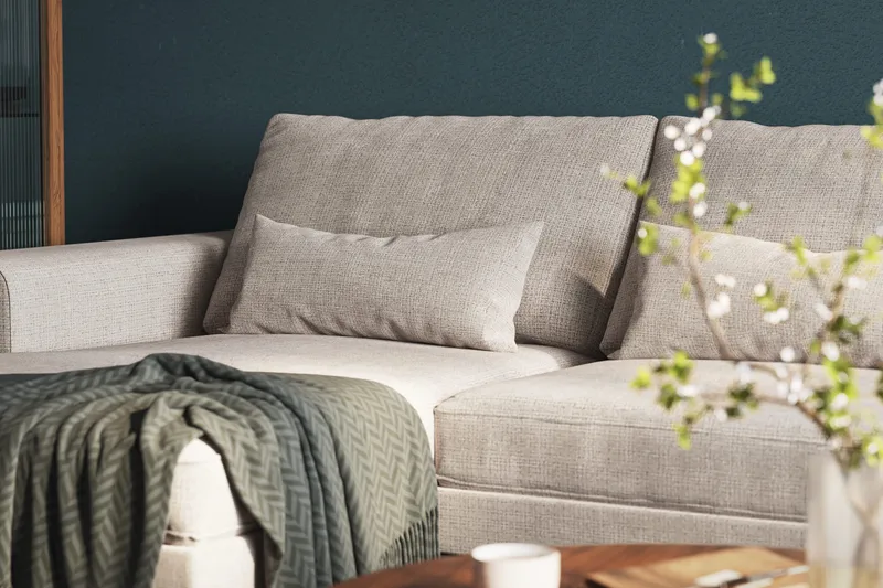 Copenhagen 5-sits Högervänd U-formad Large Soffa med Divan och Schäslong i Chenille - Grå / Beige - Möbler - Vardagsrum - Soffor - U-soffor
