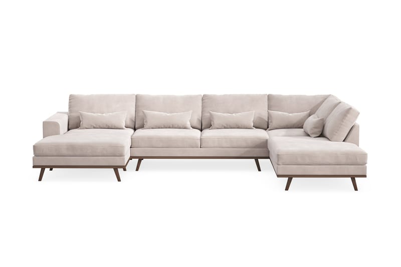 Copenhagen 5-sits Högervänd U-formad Large Soffa med Divan och Schäslong i Sammet, Beige