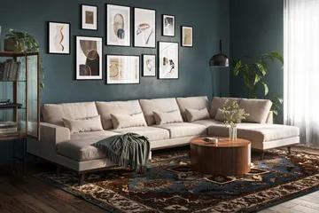 Copenhagen 5-sits Högervänd U-formad Large Soffa med Divan och Schäslong i Sammet - Beige - Möbler - Vardagsrum - Soffor - Sammetssoffor